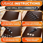 Load image into Gallery viewer, Leather Hole Punch Tool Set   6 Pcs Drill Bits 3 16  1 4  5 16  3 8  7 16  1 2    High Precision Leather Punch Tool for Belts Fabric and Crafts   Durable Carbon Steel Sharp and Efficient