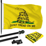 Load image into Gallery viewer, G128  6 Feet Tangle Free Spinning Flagpole (Black) Gadsden Brass Grommets Printed 3x5 ft (Flag Included) Aluminum Flag Pole