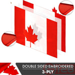 Load image into Gallery viewer, G128 2Pack: Canada Canadian Flag 2x3 FT Double Sided Embroidered 210D Heavy Duty Polyester  Indoor/Outdoor, Vibrant Colors, Brass Grommets, 3ply