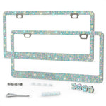 Load image into Gallery viewer, 2 Pack Bling License Plate Frames for Women Sparkling Rhinestone License Plate Frame 12.16x6.18 inch with Screws Caps for Easy Installation Cute Bling Car Accessories for Women
