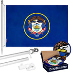 Load image into Gallery viewer, G128  6 Feet Tangle Free Spinning Flagpole (Silver) Utah Double Sided Brass Grommets Embroidered 3x5 ft (Flag Included) Aluminum Flag Pole