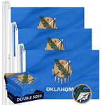 Load image into Gallery viewer, G128 3 Pack: Oklahoma OK State Flag  3x5 Ft  Double ToughWeave Series Double Sided Embroidered 210D Polyester  Embroidered Design, Indoor/Outdoor, Brass Grommets, Heavy Duty, 2ply