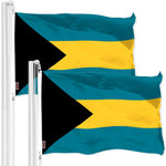Load image into Gallery viewer, G128 2 Pack: Bahamas Bahamian Flag  3x5 Ft  LiteWeave Pro Series Printed 150D Polyester  Country Flag, Indoor/Outdoor, Vibrant Colors, Brass Grommets, Thicker and More Durable Than 100D 75D Polyester