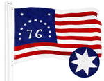 Load image into Gallery viewer, G128 Combo Pack: American USA Flag 2x3 Ft &amp; Bennington 76 Flag 2x3 Ft  Both ToughWeave Series Embroidered 300D Polyester, Embroidered Design, Indoor/Outdoor, Brass Grommets