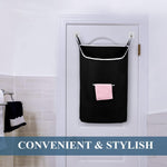 Load image into Gallery viewer, The Fine Living Co. Large Hanging Laundry Hamper with Over Door Hooks &amp; Adhesive Durable Space Saving Laundry Bag with Zipper and Wide Open Top Hanging Dorm Laundry Hamper 18 x4.75 x28  (Black L)
