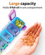 Load image into Gallery viewer, Weekly Pill Organizer 1 time a Day Pill Box 7 Day with Waterproof Seal Large compartments Hold Big Vitamins &amp; Supplements Upgraded Locking lids for Home &amp; Travel use Durable Hard case
