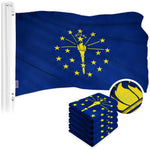 Load image into Gallery viewer, G128 5 Pack: Indiana IN State Flag  2.5x4 Ft  ToughWeave Series Embroidered 300D Polyester  Embroidered Design, Indoor/Outdoor, Brass Grommets