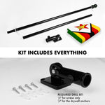 Load image into Gallery viewer, G128 Combo Pack: 6 Ft Tangle Free Aluminum Spinning Flagpole (Black) &amp; Zimbabwe Zimbabwean Flag 3x5 Ft, LiteWeave Pro Series Printed 150D Polyester  Pole with Flag Included