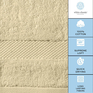 Luxury Beige Bath Towel Set 8 Pcs Combed Cotton Hotel Quality Absorbent Beige