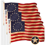 Load image into Gallery viewer, G128 3 Pack: Betsy Ross TeaStained Flag  6x10 Ft  ToughWeave Pro Series Embroidered 420D Polyester  Historical Flag, Embroidered Design, Indoor/Outdoor, Brass Grommets, High Quality