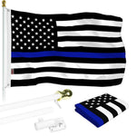 Load image into Gallery viewer, G128  6 Feet Tangle Free Spinning Flagpole (White) Thin Blue Brass Grommets Printed 3x5 ft (Flag Included) Aluminum Flag Pole