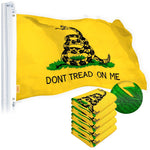 Load image into Gallery viewer, G128 Dont Tread on Me (Gadsden) Flag 2x3 feet 5Pack Heavy Duty Spun Polyester 220GSM Embroidered “ Tough, Durable, Indoor/Outdoor, Vibrant Colors, Brass Grommets