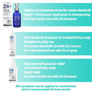Z6 Anti Dandruff Dry Scalp Serum for Itchy Sensitive and Irritated Scalp Intensive Dandruff Peeling Treatment (1.69 fl oz) for Women and Men with Salicylic Acid Zinc Tea Tree Oil by
