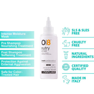 O8 Intense Moisture Hair Oil Treatment Mask for Dry Damaged Hair with Cashmere Proteins Amla Jojoba Avocado Oil (5.07 fl oz) Nourishes Restores Elasticity & Enhances Shine for Dull Hair
