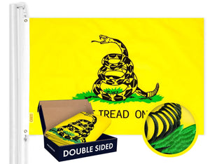 Gadsden Don't Tread On Me Flag 3x5 Ft  Double Sided Embroidered 210D Polyester