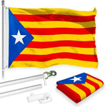 Load image into Gallery viewer, Flag Pole 6FT Silver Tangle Free &amp; Blue Estelada Flag 3x5 Ft Combo Printed 150D Polyester By G128