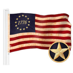 Load image into Gallery viewer, G128 Combo Pack: American USA TeaStained Flag 3x5 Ft &amp; 1776 TeaStained Flag 3x5 Ft  Both ToughWeave Pro Series Embroidered 420D Polyester, Embroidered Design, Indoor/Outdoor, Brass Grommets