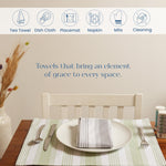 Load image into Gallery viewer, The Fine Living Co. Decorative Kitchen Towels Set of 4 Recycled Cotton Dish Towels for Drying Dishes 28x18 inch Gray &amp; Green Absorbent Tea Towels Boho Stripe Design Eco Friendly
