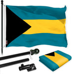 Load image into Gallery viewer, G128 Combo Pack: 6 Ft Tangle Free Aluminum Spinning Flagpole (Black) &amp; Bahamas Bahamian Flag 3x5 Ft, LiteWeave Pro Series Printed 150D Polyester  Pole with Flag Included