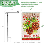 Load image into Gallery viewer, G128 Combo Pack: Garden Flag Stand Black 36 in x 16 in &amp; Garden Flag Winter Decoration Pinecone Bouquet 12x18 DoubleSided Blockout Fabric