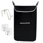Load image into Gallery viewer, The Fine Living Co. Large Hanging Laundry Hamper with Over Door Hooks &amp; Adhesive Durable Space Saving Laundry Bag with Zipper and Wide Open Top Hanging Dorm Laundry Hamper 18 x4.75 x28  (Black L)
