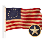 Load image into Gallery viewer, G128 Combo Pack: American USA TeaStained Flag 6x10 Ft &amp; Betsy Ross TeaStained Flag 6x10 Ft  Both ToughWeave Pro Series Embroidered 420D Polyester, Embroidered Design, Indoor/Outdoor, Brass Grommets