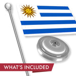 Load image into Gallery viewer, Uruguay Deluxe Desk Flag Set 8.5x5.5 In Printed 300D Polyester with Silver Dome

