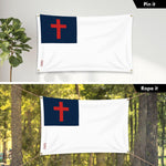 Load image into Gallery viewer, G128 Combo Pack: 6 Ft Tangle Free Aluminum Spinning Flagpole (Silver) &amp; Christian Flag 3x5 Ft, LiteWeave Pro Series Printed 150D Polyester, 4 Corner Brass Grommets  Pole with Flag Included