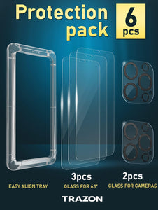 3 Pack Screen Protector and 2 Pack Camera Lens Protector for Iphone 12 Pro Max