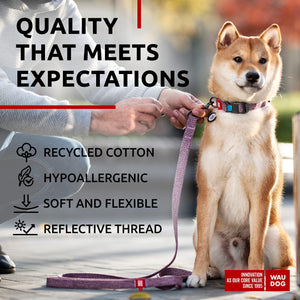 WAUDOG Recycled Cotton Dog Leash 6 Ft 10 Ft Eco Friendly Collar for Small Medium & Large Dogs Reflective Dog Leash for Medium Dogs Strong Leashes for Large Breed Dogs Puppy Leash for Small Dogs