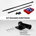 Load image into Gallery viewer, G128 Combo Pack: 5 Ft Tangle Free Spinning Flagpole (Black) &amp; Tennessee Flag 2.5x4 Ft Embroidered 220GSM Spun Polyester, Brass Grommets (Flag Included) Aluminum Flag Pole