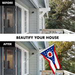 Load image into Gallery viewer, G128 Combo Pack: 5 Ft Tangle Free Aluminum Spinning Flagpole (Silver) &amp; Ohio OH State Flag 2x3 Ft, StormFlyer Series Embroidered 220GSM Spun Polyester  Pole with Flag Included