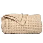 Load image into Gallery viewer, The Fine Living Co. 100% Cotton Waffle Weave Throw Blanket Lightweight Soft and Breathable Throw Blanket for All Season Skin Friendly Blanket for Couch Bed Sofa  50”x70” inches Sand
