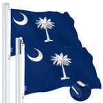 Load image into Gallery viewer, G128 2 Pack: South Carolina SC State Flag  2.5x4 Ft  StormFlyer Series Embroidered 220GSM Spun Polyester  Embroidered Design, Indoor/Outdoor, Brass Grommets, Heavy Duty, All Weather