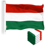 Load image into Gallery viewer, G128 5 Pack: Hungary Hungarian Flag  3x5 Ft  LiteWeave Pro Series Printed 150D Polyester  Country Flag, Indoor/Outdoor, Vibrant Colors, Brass Grommets, Thicker and More Durable Than 100D 75D Poly