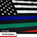 Load image into Gallery viewer, Thin Blue Green Red Line US Flag 3x5 Ft 5Pack Printed 150D Polyester By G128