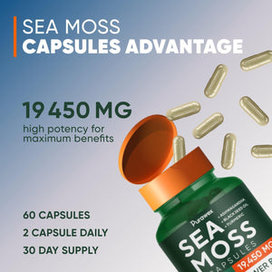 Powerful 20000mg Blend of Irish Sea Moss 60 Capsules 30 Day Supply Black Seed
