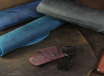 Load image into Gallery viewer, Soft Leather Glasses Case Slim Eyeglass Sleeve Sunglass Pouch Maroon Brown Color
