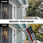 Load image into Gallery viewer, G128  6 Feet Tangle Free Spinning Flagpole (Black) Thin Red Line Flag Brass Grommets Spun Polyester 3x5 ft (Flag Included) Aluminum Flag Pole