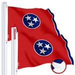 Load image into Gallery viewer, G128 2 Pack: Tennessee TN State Flag  2x3 Ft  StormFlyer Series Embroidered 220GSM Spun Polyester  Embroidered Design, Indoor/Outdoor, Brass Grommets, Heavy Duty, All Weather