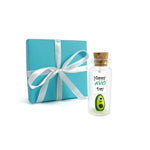 Load image into Gallery viewer, Tiny Magical Message in a Bottle Gift Idea Classy Inspirational Gifts for Him and Her Unique Presents for Women and Men (Green Avocado Happy Avo Day in Teal Gift Box)
