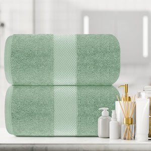 2 Pack Luxury Bath Sheet Towels Extra Large 35x70 Inch Soft Cotton Mint Green