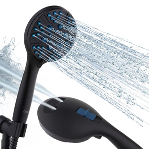 Black High Pressure Shower Head with Handheld 8 Spray Settings Removable Head