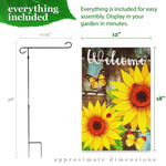 Load image into Gallery viewer, G128 Combo Pack: Garden Flag Stand Black 36 in x 16 in &amp; Garden Flag Summer Decoration Welcome Sunflowers and Butterflies 12x18 DoubleSided Blockout Fabric