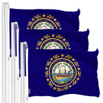 Load image into Gallery viewer, G128 3 Pack: New Hampshire NH State Flag  3x5 Ft  LiteWeave Pro Series Printed 150D Polyester  Indoor/Outdoor, Vibrant Colors, Brass Grommets, Thicker and More Durable Than 100D 75D Polyester