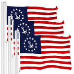 Load image into Gallery viewer, G128 3 Pack: American USA Yacht Ensign Flag  3x5 Ft  LiteWeave Pro Series Printed 150D Poly  Nautical Flag, Indoor/Outdoor, Vibrant Colors, Brass Grommets, Thicker and More Durable Than 100D 75D