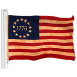 Load image into Gallery viewer, G128 Combo Pack: American USA TeaStained Flag 3x5 Ft &amp; Betsy Ross 1776 TeaStained Flag 3x5 Ft  Both LiteWeave Pro Series Printed 300D Polyester, Brass Grommets
