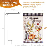 Load image into Gallery viewer, G128 Combo Pack: Garden Flag Stand Black 36 in x 16 in &amp; Garden Flag Fall Decoration Autumn Blessings Pumpkins and Flower Vases 12x18 DoubleSided Blockout Fabric