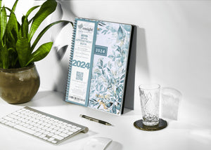 2024 Appointment Book & Planner 8.5 x 11 inches Large Tabbed Daily Hourly Weekly Planner Calendar and Schedule Book 15 Minute time Slots Business and Personal Planner Jan 2024 Jan 2025 (Floral)