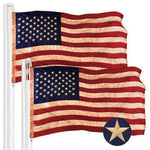 Load image into Gallery viewer, 2 Pack: American USA TeaStained Flag 4x6 Ft ToughWeave Pro Series Embroidered 420D Polyester Embroidered Stars
